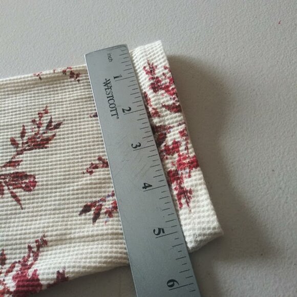 Terra & Sky women's size 4X cream and burgundy floral Waffle Henley Top - Picture 10 of 16